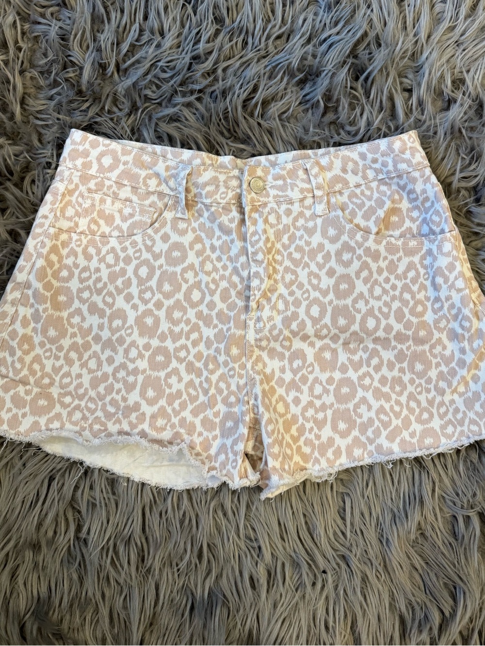 EUC Altar'd State Leopard Print Denim Shorts